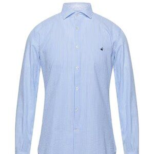 NWT 17" men's Brooksfield striped blue button down